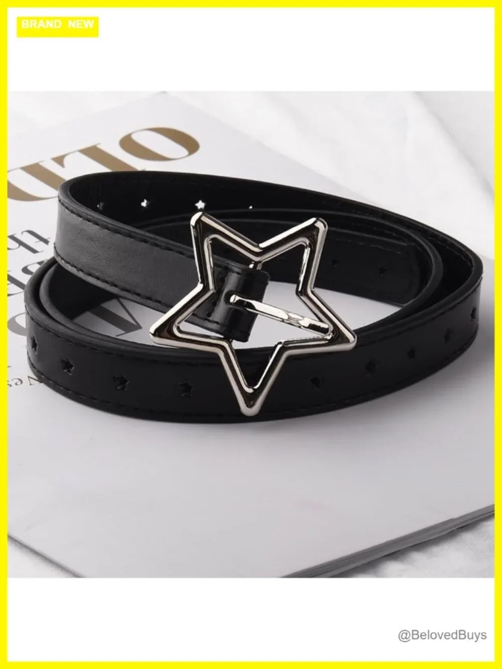 Retro Y2K Star Belt with Adjustable Faux Leather Waist Belt for Women
